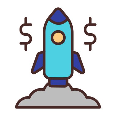 roket vektörü düz renk simgesi