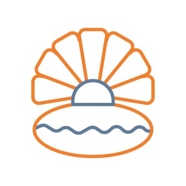 Deniz kabuğu ve güneş çizgisi tarzı ikon tasarımı okyanus okyanusu okyanus deniz yolculuğu turizmi ve tatil temalı illüstrasyon