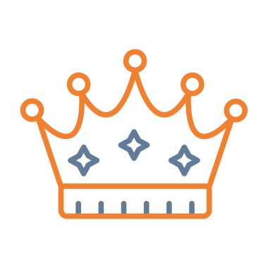 Crown düz biçim simgesi tasarımı, kraliyet ve kral tema vektör illüstrasyonu