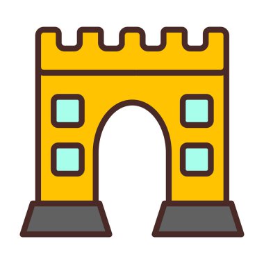 Şato ikonu. Web için kale vektör simgelerinin özet çizimi