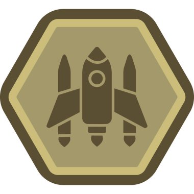 Roket ikon vektörü. Bu düz yuvarlak sembol yumuşak sarı renkler kullanır ve beyaz arkaplanda izole edilmiş olarak yuvarlanır..