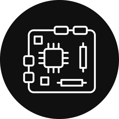 İşlemci yonga simgesi. Beyaz arkaplanda izole edilmiş web tasarımı için basit bir mikroçip vektör simgesi çizimi