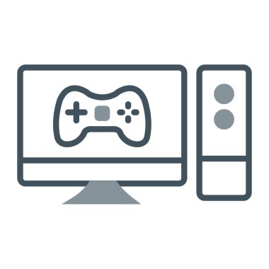 Bilgisayar oyunu simgesi, ince çizgi izole edilmiş, doğrusal vektör, ağ işareti, ana hatlar kavramı. Beyaz arkaplanda düzenlenebilir felçli sembol