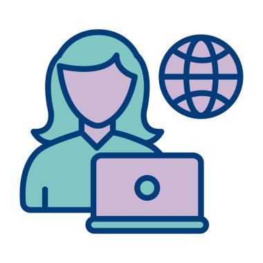 Dünya vektör illüstrasyonlu dizüstü bilgisayar