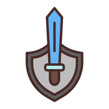 Beyaz zemin üzerinde kılıç olan kalkan