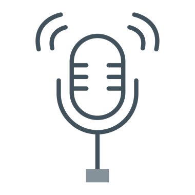 mikrofon vektör simgesi, satır vektör illüstrasyonu