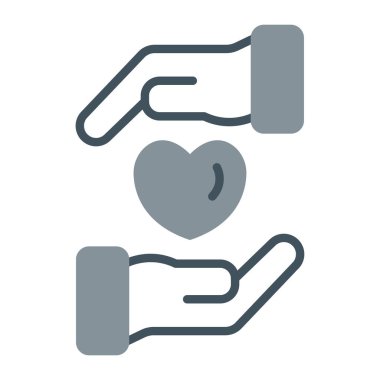 Bir kalp simgesini tutan el, satır biçimi