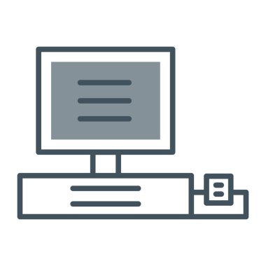 beyaz arkaplanda masaüstü bilgisayar simgesi vektörü