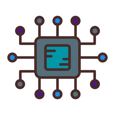 Devre çizgileri ve noktaları olan işlemci