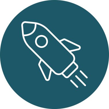 Roket. Web simgesi basit illüstrasyon