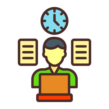 Dizüstü bilgisayarı olan iş adamı, vektör illüstrasyon tasarımı