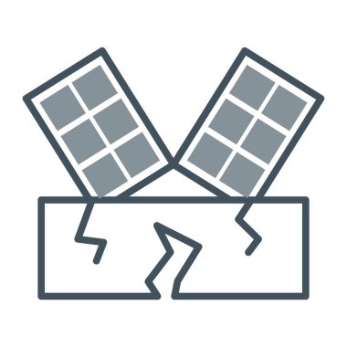 Kırık pil simgesi ince çizgi biçiminde