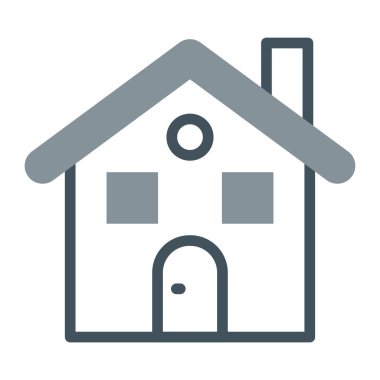 ev vektör simgesi. biçim iki renk simgesi, yumuşak mavi renkler, beyaz arkaplan.