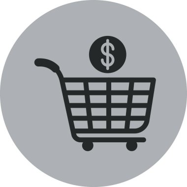 Alış veriş arabası, alışveriş sepeti ve dolarla dolar işaretinin vektör çizimi