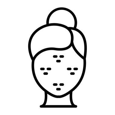 Maske takan genç kadın, vektör çizgisi simgesi