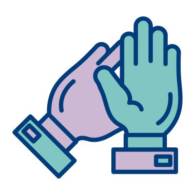 Eldiven ve eldiven ikon vektör çizgisi olan el. Eldiven sembollü el.