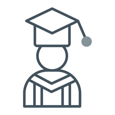 Mezuniyet başlığı çizgisi ve dolgu, mezuniyet başlığı, eğitim konsepti, diploma vektör işareti beyaz arkaplan, mezuniyet başlığı ve mobil taslak simgesi