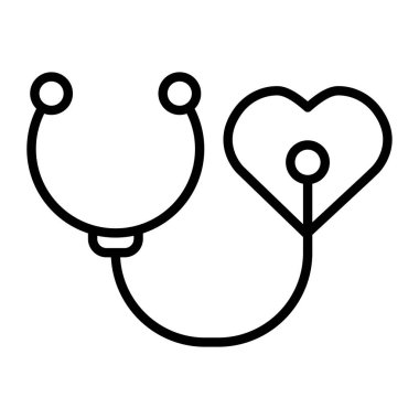 kalp ve steteskop izole edilmiş simge tasarımı, vektör illüstrasyon grafiği