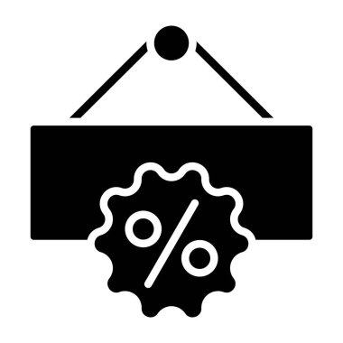 İndirim yüzdesi simgesi ana hatlar biçiminde