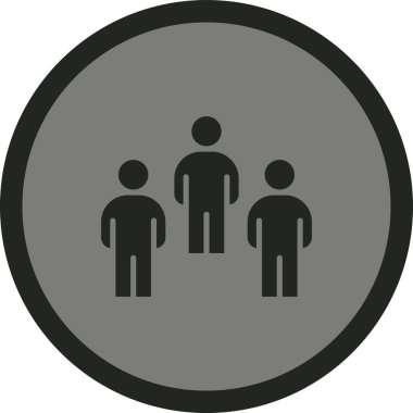 İnsanlar ikonu. bu düz yuvarlak vektör düğmesi gri ve gri renklidir ve beyaz bir arkaplanda izole edilmiştir.
