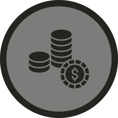 Dolar madeni para ikonu. Para vektörü beyaz üzerine izole edilmiş sikkelerin basit çizimi