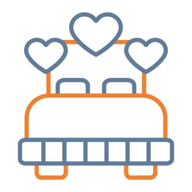 düğün arabası simgesi beyaz arkaplan vektör illüstrasyonunda izole edilmiş ince çizgi biçiminde