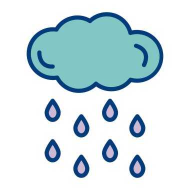 Yağmur damlalı bulut ikon vektör ana hatları tasarımı