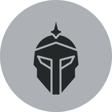 Miğfer, savaşçı, savaşçı miğferi ikon vektör görüntüsü. Güvenlik, teknoloji ve siber güvenlik için de olabilir. Web uygulamaları için uygun, yazdırma