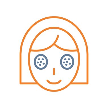 kadın yüzü ve saç stili çizgisi biçim vektör tasarımı