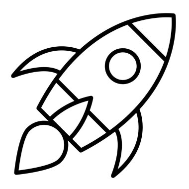 Roket. Web simgesi basit illüstrasyon