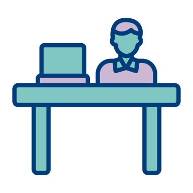 masaüstü ve klavye vektör illüstrasyon tasarımlı bilgisayar masaüstü