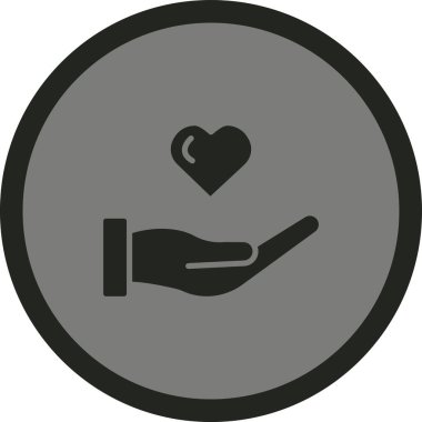kalp bakımı elleri yuvarlak vektör simgesi