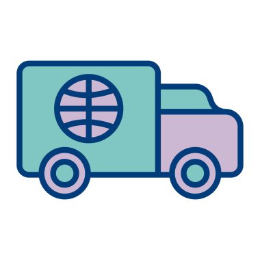 dağıtım kamyonu simgesi, vektör illüstrasyonu