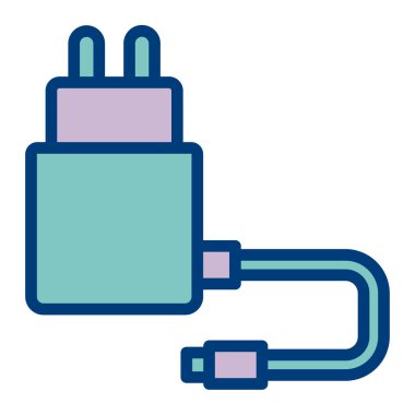 Elektrik prizi simgesi. Taslak elektrik dolgu vektör rengi düz izole