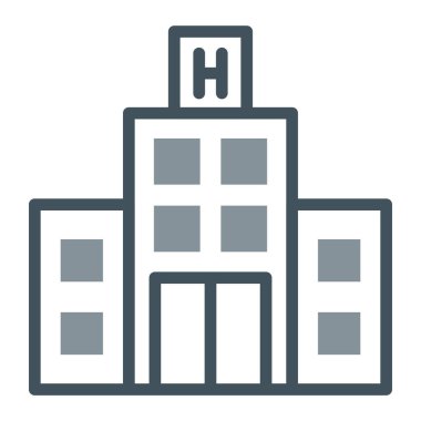 Hastane binası simgesi, vektör illüstrasyonu