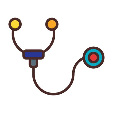 Steteskop ikonu. Düz çizgi tarzı. vektör illüstrasyonu.