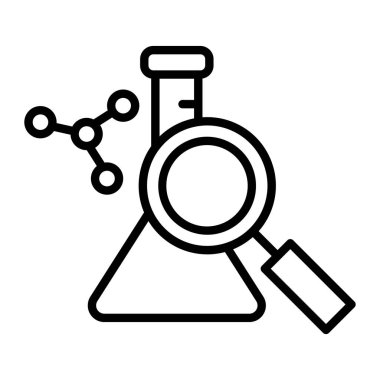 Laboratuar matarası ikonu ana hatları vektörü. Test araştırması. Matara şişesi.