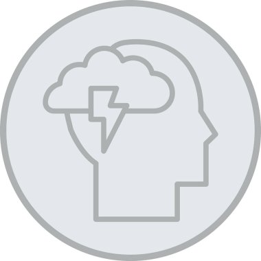 Bulut simgesi olan beyin, basit çizgi çizimi