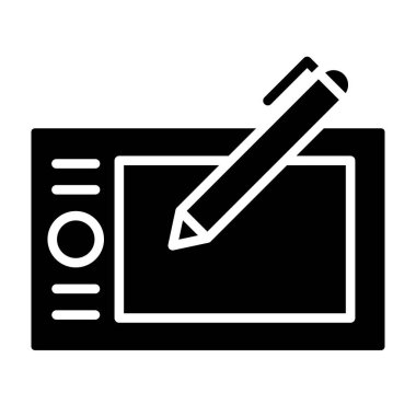 dizüstü bilgisayar ve kalem, vektör simgesi