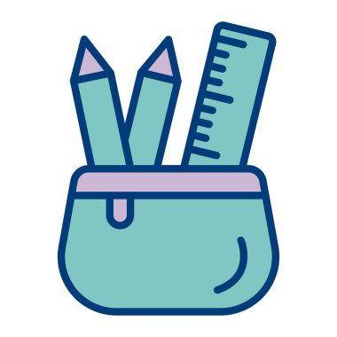 Cetvelli kalem. okul simgesi vektör illüstrasyon tasarımı