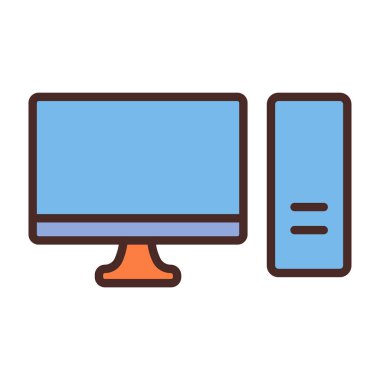 Web ve mobil uygulama tasarımınız, logo konseptiniz, kavramınız için beyaz arkaplanda izole edilmiş bilgisayar simgesi vektörü