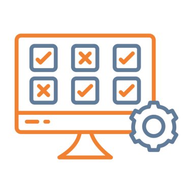 Kontrol listesi ve ayar vektör illüstrasyon tasarımı olan dizüstü bilgisayar