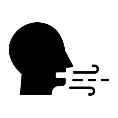 İnsan burun ikonu. vektör biçimi yuvarlak açılı düz simge, siyah renk, beyaz arkaplan.