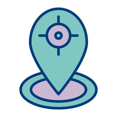 Harita konum simgesi vektörü. İnce çizgi işareti. izole edilmiş sınır sembolü çizimi