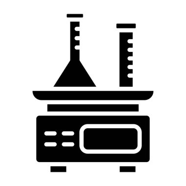 Laboratuvar matarası sembol vektörü. Bilim şişesi işareti. izole edilmiş çizgi simgesi siyah illüstrasyon