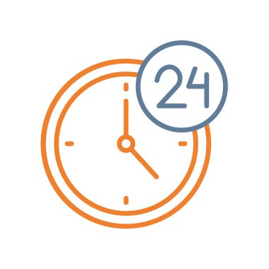 Saat simgesi. İnce çizgi çizimi. vektör izole