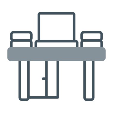 Bilgisayar Masası simgesi, vektör illüstrasyonu