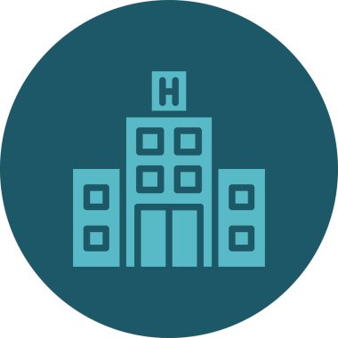 Hastane binası simgesi, vektör illüstrasyonu