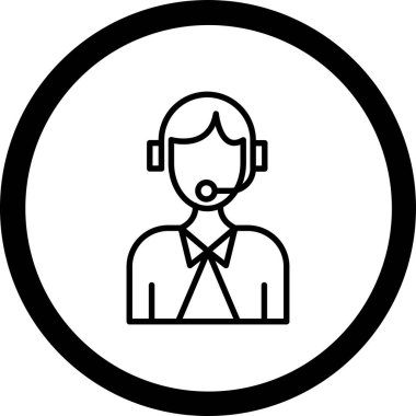 Kulaklık simgesi olan bir adamın vektör çizimi