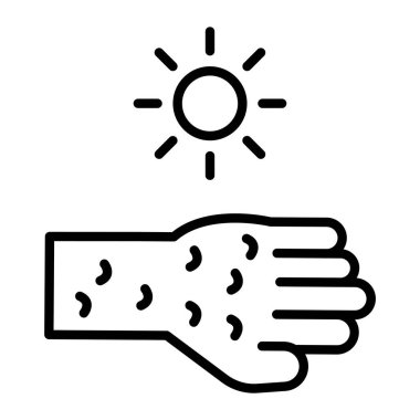 Güneş ikonu vektörü. İnce çizgi işareti. İzole edilmiş kontür sembolü gösterimi